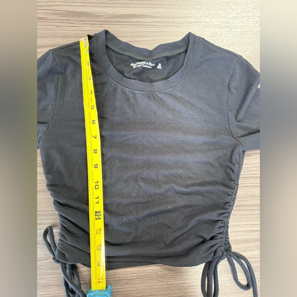 Y2K 2010 Abrcrombie & Fitch long sleeve black crop top XS - Picture 7 of 9